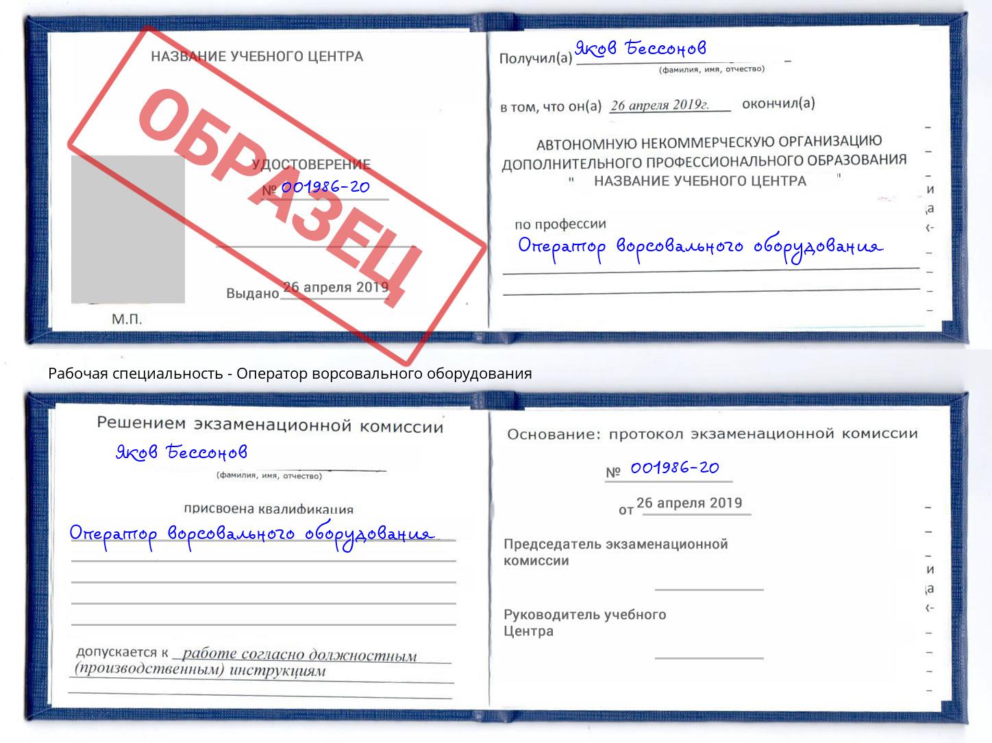 Оператор ворсовального оборудования Геленджик