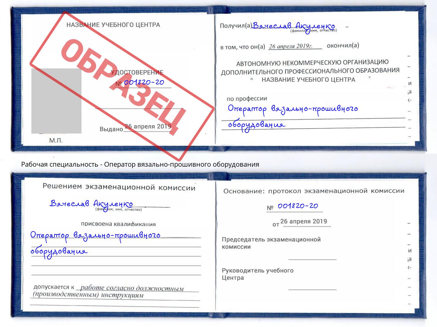 Оператор вязально-прошивного оборудования Геленджик